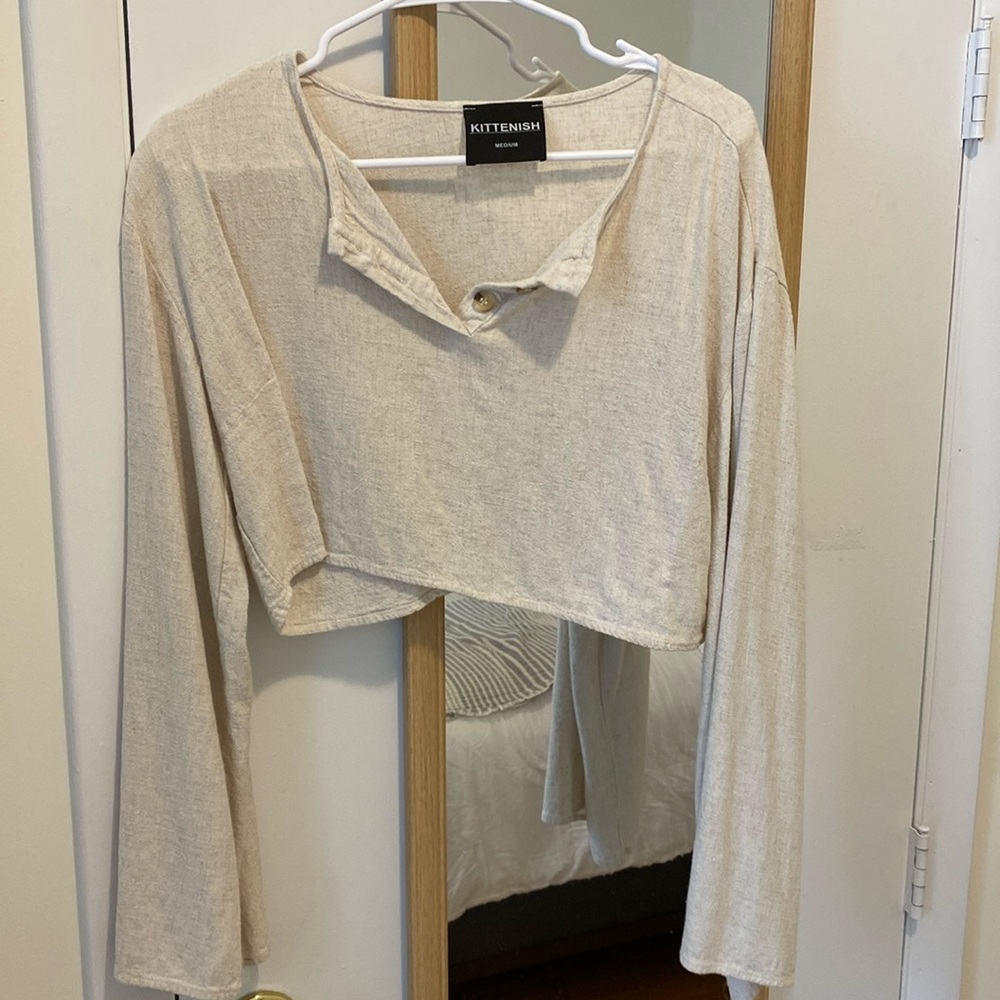 Long sleeve linen crop